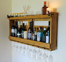 Rastrelliera portabottiglie per vino, whisky, gin e altre bevande, cantinetta a mensola per gin e whisky, realizzata in legno per pallet riciclato