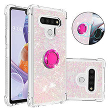 Custodia LG Stylo 6 Squillo della Base del Telefono TPU Brillantini Diamond Liquido Telefono Bumper Case （Stelle Rosa Fluorescenti）