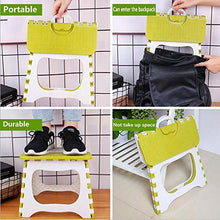 Sgabello portatile in plastica, pieghevole in plastica, facile da riporre e pieghevole, per cucina, bagno, WC, roulotte, per bambini, adulti (verde intrecciato)