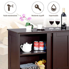 DREAMADE Armadietto da Cucina Mobile Multiuso per Sala da Pranzo con Ante Scorrevoli, in MDF Resistente (Marrone)