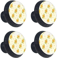 Girasoli gialli con foglie Pomelli per Porta Set di 4 Pomelli per Mobili Manopole per Cassetti Cucina Armadio Vetro