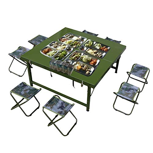 Set Tavolo e Sedia da Esterno Tavolo da Pranzo Pieghevole di Otto Persone, Tavolo da Pranzo in Campeggio e sedie, tavoli e sedie per la Formazione all'aperto, tavoli e sedie Anti-ruggine