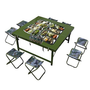 Set Tavolo e Sedia da Esterno Tavolo da Pranzo Pieghevole di Otto Persone, Tavolo da Pranzo in Campeggio e sedie, tavoli e sedie per la Formazione all'aperto, tavoli e sedie Anti-ruggine