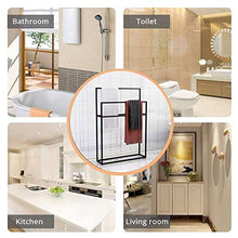EEUK Porta Salviette Bagno da Terra, Portasciugamani 2 Bracci, Moderno Porta Salviette per Asciugamani o Accappatoi, Metallo Cromato, Nero