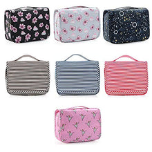 TREESTAR Strisce Floreali Borsa da Viaggio Impermeabile Custodia di Grande capacità Caso Cosmetico Borsa Cosmetica per Il Lavaggio Portatile con Gancio per Uomini Donne Che Viaggiano (Navy)