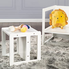 Roba Sgabello per Bambini in Stile Country, Utilizzabile, Girandolo, su Varie Posizioni e Quindi a 3 Diverse Altezze di Seduta, Legno Laccato Bianco