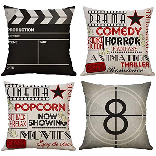 Gudotra 4pcs Federa Copricuscini Divano Decorativo in Lino Stile Vintage per Cuscino Caso 45 x 45cm