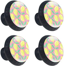 Lemons in Retro Colors Pomelli per Porta Set di 4 Pomelli per Mobili Manopole per Cassetti Cucina Armadio Vetro