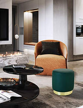 Suhu Pouf Sgabello Poggiapiedi in Ecopelle Poggiapiedi da Divano Moderno Imbottita Similpelle Rotondo Base Dorata Moderno Basso Design Verde