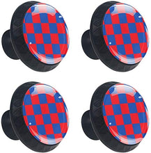 Scacchiera modello rosso blu Pomelli per Porta Set di 4 Pomelli per Mobili Manopole per Cassetti Cucina Armadio Vetro