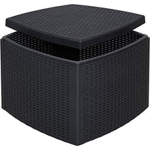 Dmora Tavolino Contenitore, Struttura in Resina Dura Effetto Rattan, 53x53x40 cm, Color Antracite