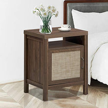 COSTWAY Comodino di Legno con 1 Armadietto, Design Vintage Retrò, per Camera da Letto, Noce