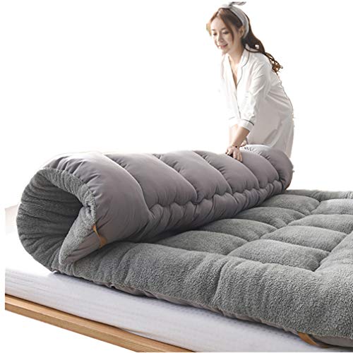 YXDDG Trapuntato Materasso futon Pieghevole ipoallergenico Perfetto Regalo per la Mamma papà Marito Moglie Dormitorio di Materasso Morbido Spessore Studente Giapponese-Grigio 180x200cm(71x79inch)