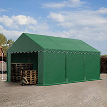TOOLPORT Tendone deposito 4x6 m Stabile tendone Industriale con telone in PVC di ca. 500 g/m² Verde Scuro tendone agricolo Copertura con Fondo perimetrale e Rinforzi al Tetto