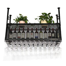 Armadietto del Vino Organizzare Bar da Cucina Portabottiglie Appeso Arte in Ferro Porta calici Capovolto Legno massello Sospeso Decorazione mensola Appassionato di Vino 2 Livelli/Cantine