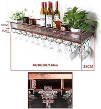 MFLASMF Bar Counter Floating Shelves Wine Rack Wall Rack, Bottle And Glass Rack, Antique Wine Rack, Loft Vintage Wall Rack Storage Rack,Brass,60X35CM
