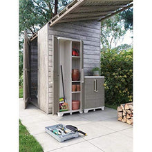 Keter Wood Grain Armadio Basso, Grigio con Porte Imitazione Legno, 68 x 39 x 97 cm