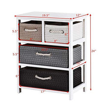 LICHUAN comodino comodino portaoggetti cassetto comodino in legno bianco mobili camera da letto armadio con 4 scatole di immagazzinaggio, facile da montare