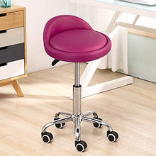 KKTONER Sgabello Rotondo in Pelle PU con Schienale Regolabile Regolabile in Altezza Sedia da Lavoro Girevole con Ruote Spa (Rosso)