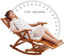 PAKUES-QO Lettino Prendisole reclinabile Sedie da Campeggio Sedia a Dondolo in bambù Regolabile in 5 Posizioni Lettino Pieghevole reclinabile da Esterno con Cuscino in Cotone per Patio, Balcone