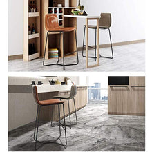 YS Sedia Sgabello da Bar Sedile da Bar, Arte in Ferro con Schienale Alto Sala da Pranzo in Pelle Nordica Tempo Libero con Poggiapiedi Stile Industriale Creativo per Cucina Ristorante Cafe,Marrone,55
