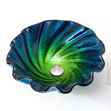 Lavandini bagno Lavabo da Bagno in Vetro Lavabo da appoggio in Metallo Controfiletto Fluted Wave Patel Flower Bowl, Verde 0711