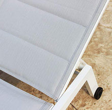 Milani Home s.r.l.s. Lettino Sdraio Imbottito Impilabile in Alluminio E Textilene da Esterno Giardino, per Ristorante Agriturismo Albergo Hotel, Cm 198 X 61 X 34/95 H