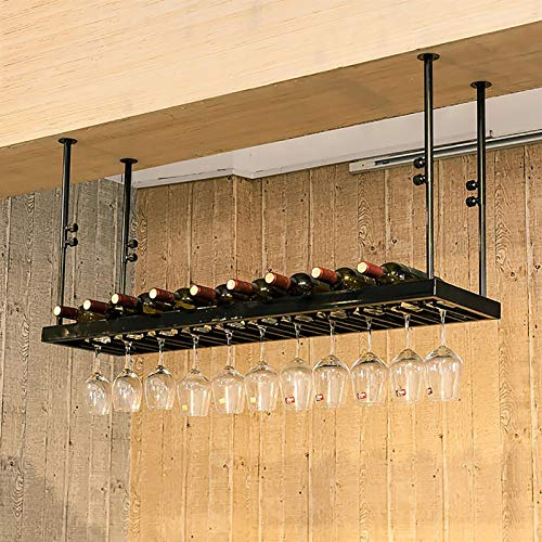 Rastrelliere per bicchieri da vino Portabicchieri da soffitto in ferro battuto, regolabile in altezza, supporto per calice appeso, bar / ristorante / caffetteria decorazioni per decorazioni per vino,