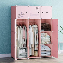 Moderna semplice combinazione armadio matrimoniale camera da letto matrimoniale materiale di stoccaggio semplice guardaroba assemblaggio di plastica (rosa) armadio combinato (Dimensione: 111x47x147cm)