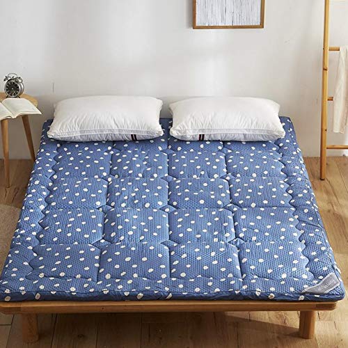 YXXCD Thick Velluto Materasso Letto Futon, Giapponese Tatami Materasso Morbido Mantieni Caldo Materasso Terra Pieghevole Tappetino Camera da Letto Dormitorio-Blu 150x200cm(59x78inch)