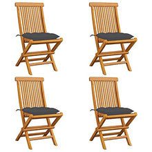 vidaXL Sedie da Giardino con Cuscini Antracite 4 pz Massello di Teak