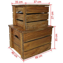 Xingshuoonline Set di 2 scatole portaoggetti in Legno Massiccio Riciclato 48 x 40 x 35 cm