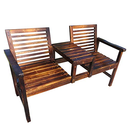 Terrazza panchina da giardino panchina da esterno, Tavolo per il tempo libero da 56 pollici e panca da cortile in legno massello resistente alla corrosione, Un tavolino con braccioli e schienale