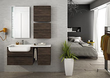Mobile da bagno Misura: L.120 P.36 cm Finitura: Rovere Tabacco Top: Semincasso in Politek con vasca integrata, cassetti, specchio con luci a led come da foto - 100% made in Italy