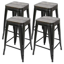 JEOBEST 4*Sgabello da Bar Stile Industriale,Sgabello Alto in Metallo Vintage,per Bar/Casa