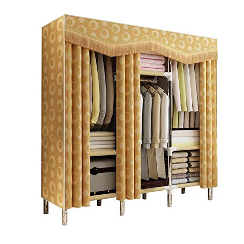 HMEIGUI L'armadio portatile da campeggio – Armadio in tessuto di poliestere con chiusura lampo per camera da letto, giallo 68 x 50 pollici