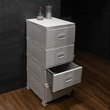 ADGO Armadio con 4 cassetti, in rattan, per camera da letto, armadio, in plastica, 38 x 45 x 90 cm, colore: bianco