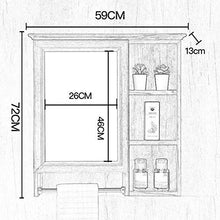 RXDP Armadietto a specchio da bagno, specchio da trucco rettangolare a parete, con armadio portasciugamani, 5 vani portaoggetti/B / 59CM / 2