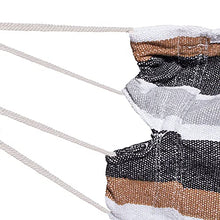 SPRINGOS Poltrona sospesa in tessuto con asta di espansione, 130 x 100 cm, cuscino da appendere, portata fino a 150 kg, altalena in cotone, amaca, giardino, casa (strisce marrone-nero-bianche)