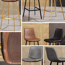 GAXQFEI Chaise Black Counter Height Bar Stools with Back, Pu Leather Bar Counter Stools Modern Pub Kitchen High Dining Chairs,With Gold Metal Base Dining Room Furniture - 350 Lbs Capacity,Marrone,alt
