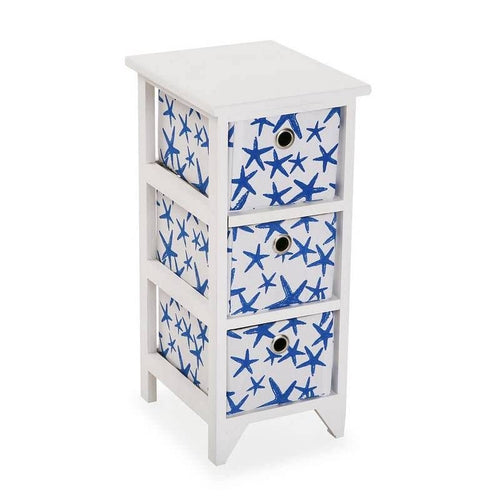 VERSA Cassetti, Cassettiera 3 cestini Blu Mare