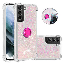 Custodia protettiva in silicone TPU con anello di diamante per Samsung Galaxy S21 + 5G/S21 Plus 5G (stelle rosa fluorescente)