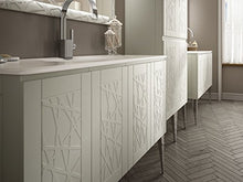 Mobile bagno a terra moderno America bianco opaco, misura cm 120, con specchio, lavabo e colonna