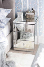 My-Furniture - Lucia - Comodino a Specchio in Vetro temprato e a 3 cassetti - Serie Chelsea