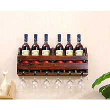 QTWW Creativo portabottiglie in Legno massello/Portabicchieri Europeo a Parete ， Armadio per Vino Domestico 3 Dimensioni Disponibili, A.