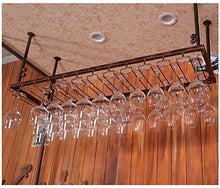 FGDSA Scaffali in Ferro Appeso a mensola per Bicchieri da Vino a soffitto per Bar, portaoggetti in Vetro sospeso (Colore: Bronzo, Dimensioni: 30 * 60 cm)