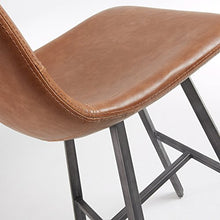 Kave Home - Sgabello Trap Marrone ossidato in Pelle Sintetica e Gambe in Acciaio
