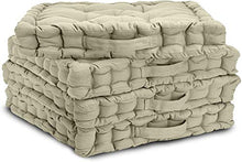 Pagano Home Set di 2 Cuscini da Pavimento/Sedia 40x40x7 cm Cuscino di Seduta per Interno ed Esterno con Maniglia - Imbottitura Spessa - 100% Cotone (Beige, Set 2 Cuscini)