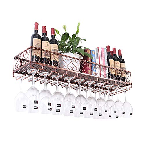 Cremagliera del vino della parete | Scaffale a parete | Scaffale Porta Bottiglie Vino con Portabicchieri | Portabottiglie da parete per vino o liquore a parete | Bronzo