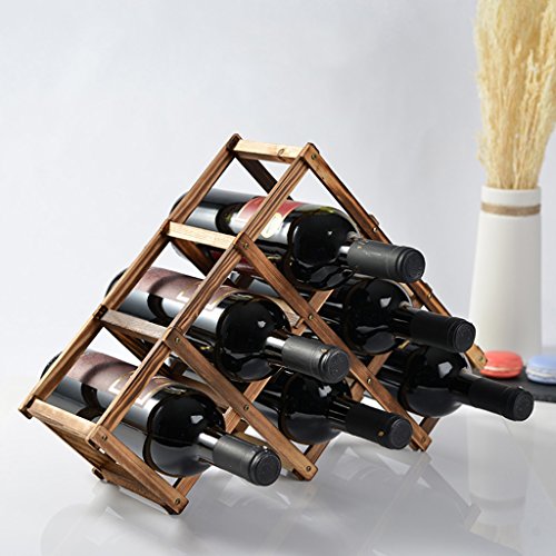 Scaffale per bottiglie da 6 bottiglie da vino, ripiano in legno di pino naturale per dispensa Porta bottiglie a triangolo da appoggio, colore naturale, 45 × 12 × 31 cm (Color : A)